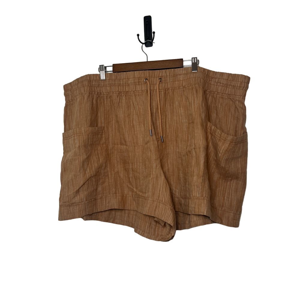 Athleta Cabo Linen Textured 4" Shorts Casual Summer Beach Size 26 Toasted Ochre